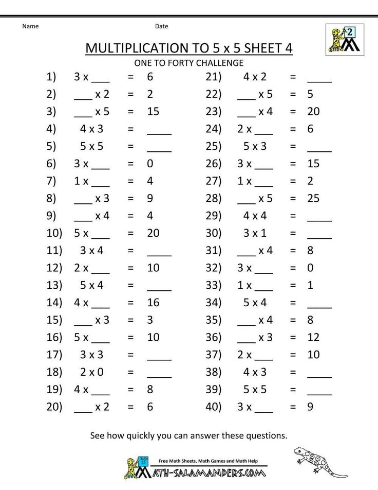 30 Multiplication Table 1-5 Worksheet