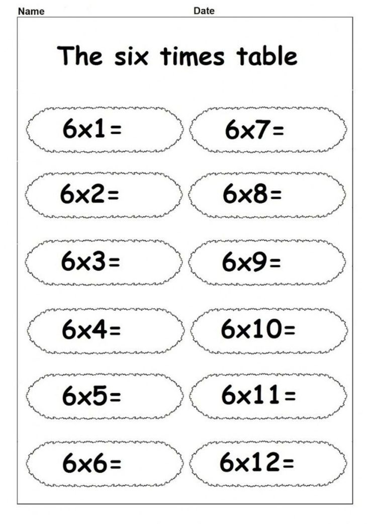 30 Multiplication Table 6 Worksheet