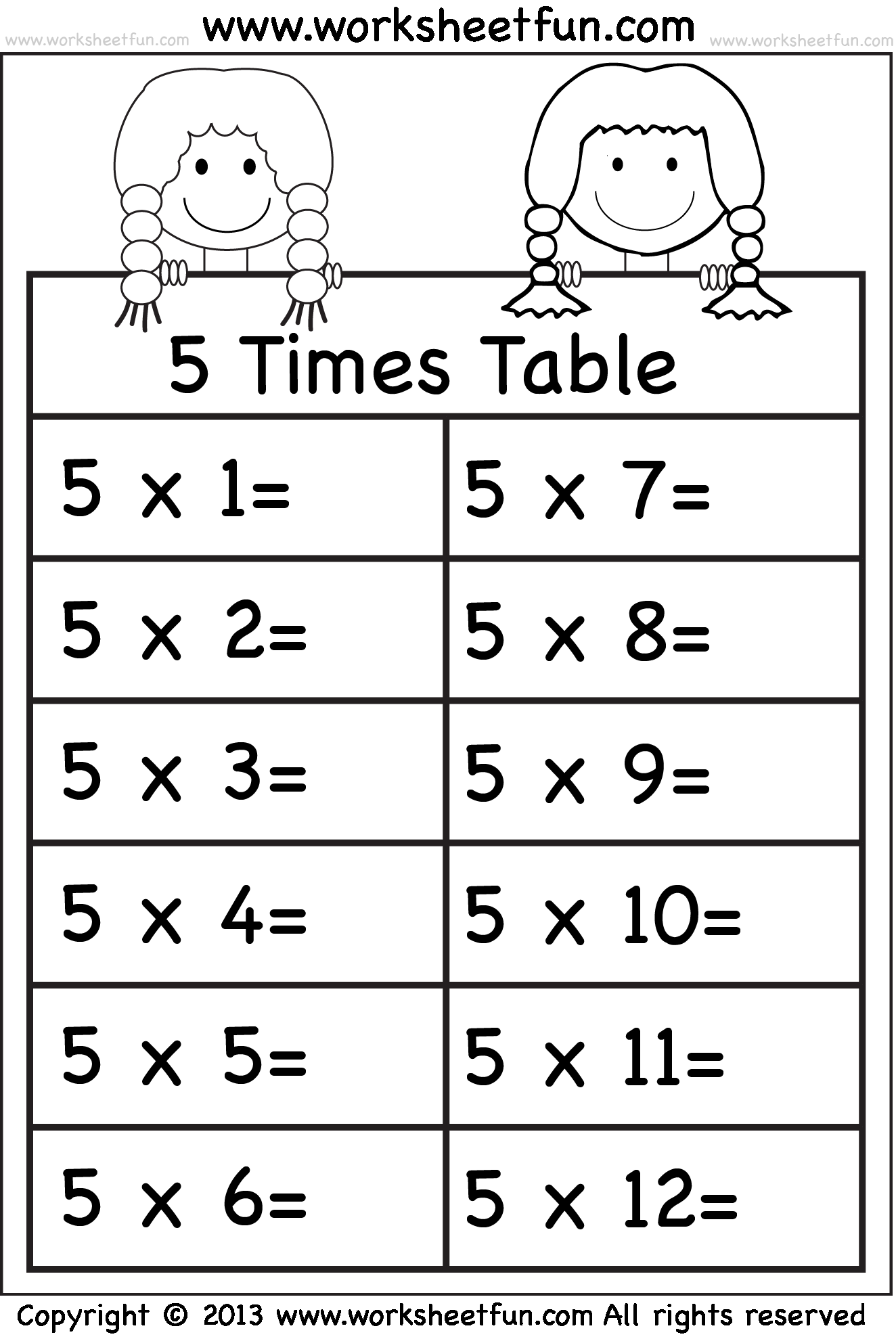 30 Multiplication Table Worksheet 5