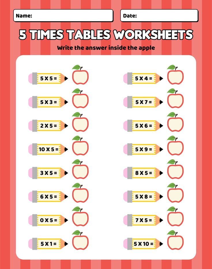 30 Multiplication Table Worksheet 5